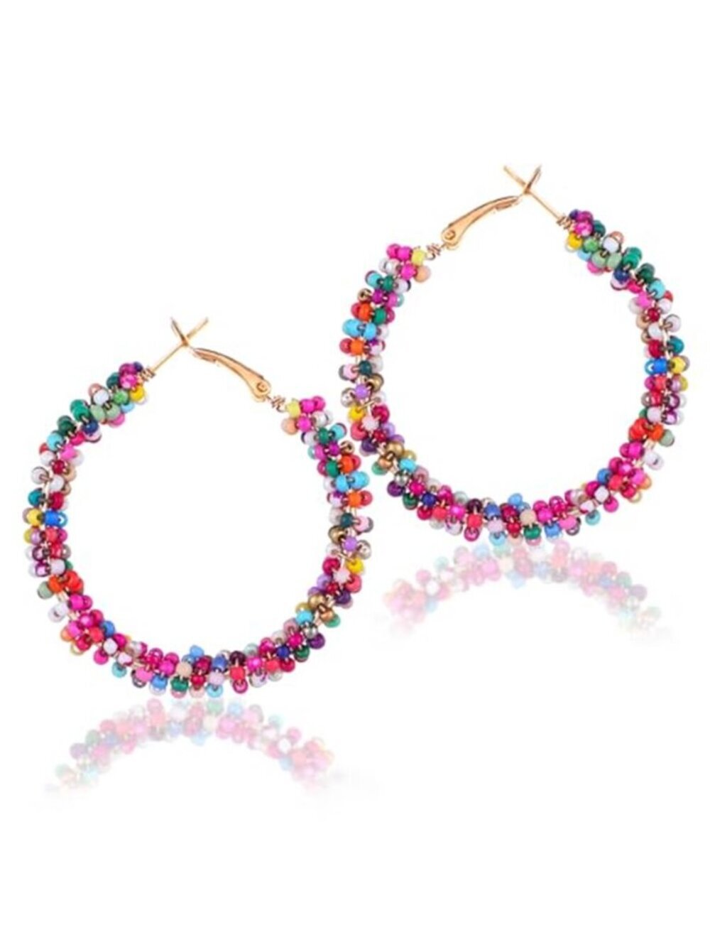 Vibrant Beaded Hoop Earrings